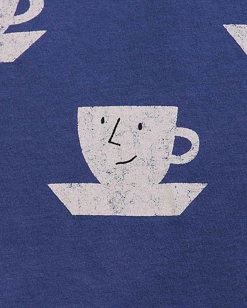 Bobo Choses Cup Of Tea All Over buttoned T-shirt - Royal blue - 100% Organic cotton Long Sleeves Tops