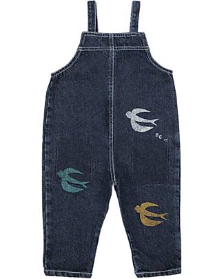 Bobo Choses Denim Dungaree - Birds - Midnight Blue Dungarees