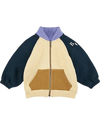 Bobo Choses Diagonal Color Block Zipped Sweatshirt - Multicolor - 100% Organic Cotton Sweatshirts