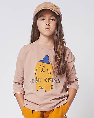 Bobo Choses Dog In A Hat long sleeve T-shirt - Tuscany Brown - 100% Organic cotton Long Sleeves Tops
