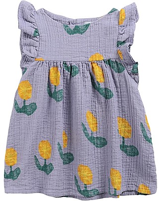 Bobo Choses Dress with Ruffles - Wallflowers All Over - 100% Organic Cotton Dresses_