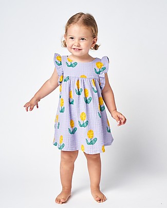 Bobo Choses Dress with Ruffles - Wallflowers All Over - 100% Organic Cotton Dresses_