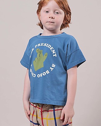 Bobo Choses Finger Crossed T-shirt - Swedish blue - 100% organic cotton T-Shirts And Vests
