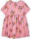 Bobo Choses Fireworks All Over Flounce Sleeves Woven Dress - Pink - Linen and Viscose Dresses_