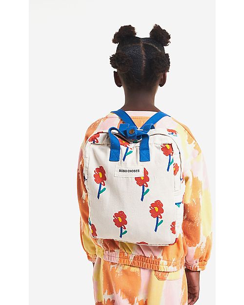 Bobo Choses Flower School Bag  - 23 x 27 x 10 cm - 100% Organic Cotton Backpack