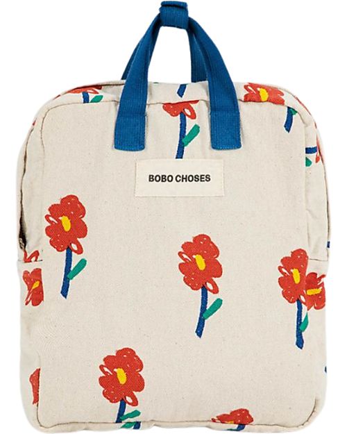 Bobo Choses Flower School Bag  - 23 x 27 x 10 cm - 100% Organic Cotton Backpack