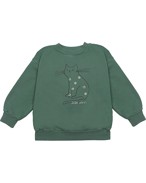 Bobo Choses Green Cat Sweatshirt - 100% Organic Cotton Sweatshirts