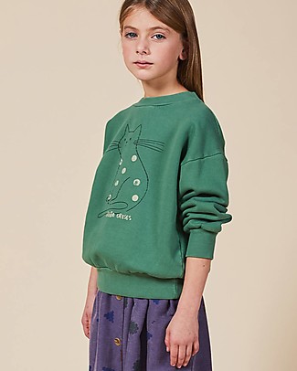 Bobo Choses Green Cat Sweatshirt - 100% Organic Cotton Sweatshirts