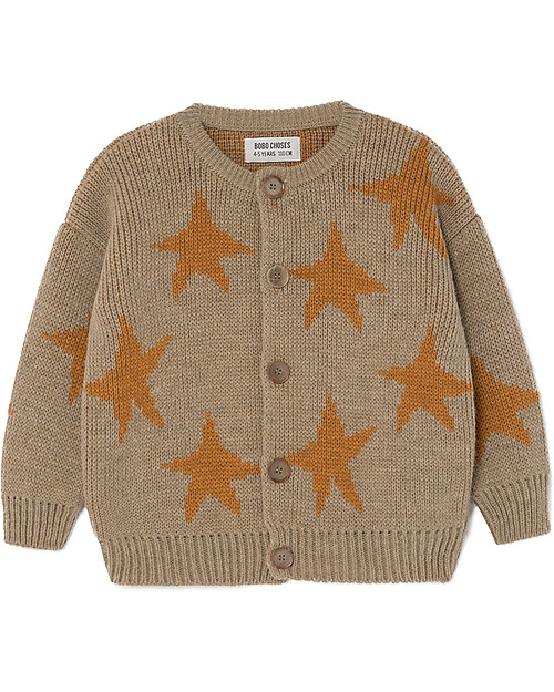 Bobo Choses Jaquard Cardigan, Stars - Knitted in Geometric Pattern! unisex  (bambini)