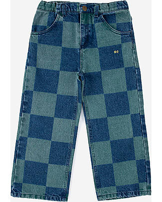 Bobo Choses Jeans Denim - Checkerboard - Prussian Blue - Cotton Jeans