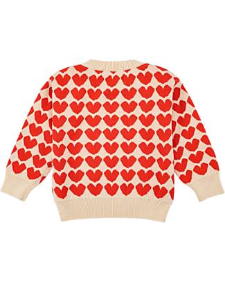 Bobo Choses Jumper - Hearts - Beige - 100% Cotton Jumpers