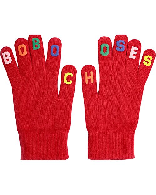 Bobo Choses Knitted Gloves - Bobo Choses - Red - 100% Cotton Gloves