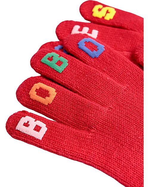 Bobo Choses Knitted Gloves - Bobo Choses - Red - 100% Cotton Gloves