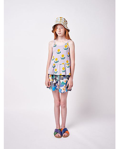 Bobo Choses Lavender Tank Top with Volant - Wallflowers All Over - 100% Organic Cotton Tank Tops