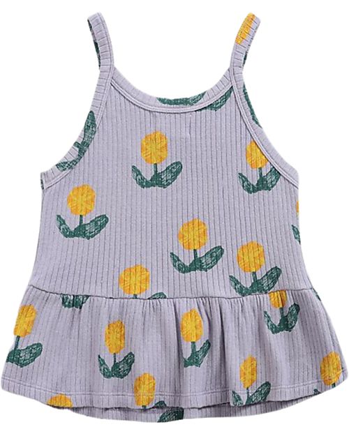 Bobo Choses Lavender Tank Top with Volant - Wallflowers All Over - 100% Organic Cotton Tank Tops