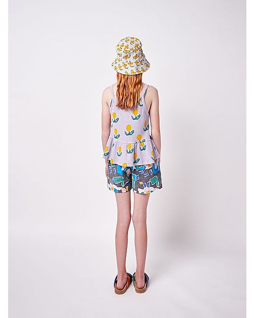 Bobo Choses Lavender Tank Top with Volant - Wallflowers All Over - 100% Organic Cotton Tank Tops