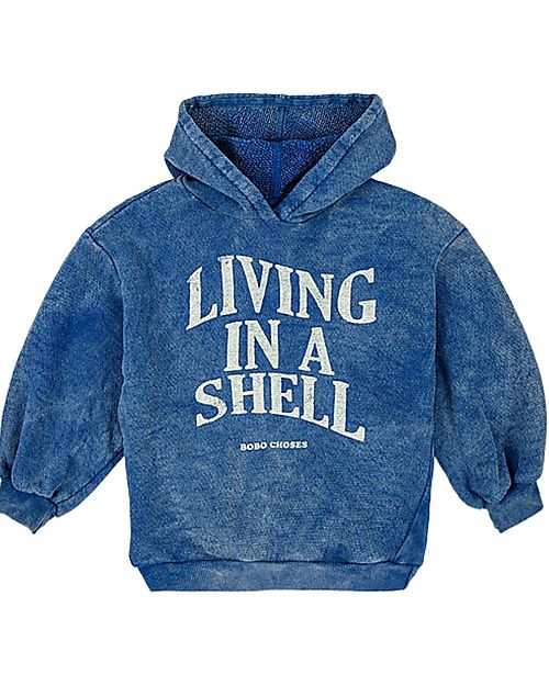Bobo Choses Living In A Shell Hoodie - Blue - Organic Cotton Sweatshirts