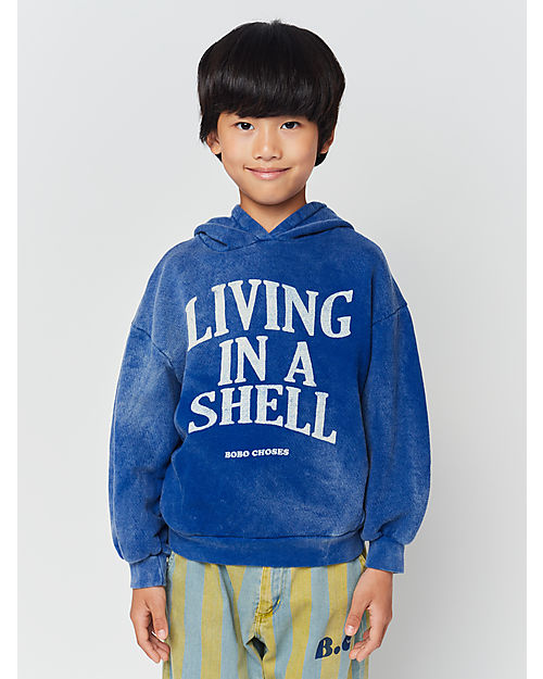 Bobo Choses Living In A Shell Hoodie - Blue - Organic Cotton Sweatshirts