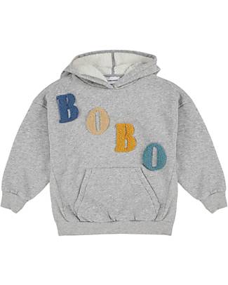 Bobo Choses Long-sleeved Hooded Sweatshirt - Bobo Diagonal - Light Heather Grey - 100% BCI Cotton Sweatshirts