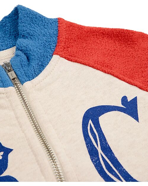 Bobo Choses Long Sleeves Color Block Zipped Sweatshirt - Multicolor - Organic Cotton Sweatshirts