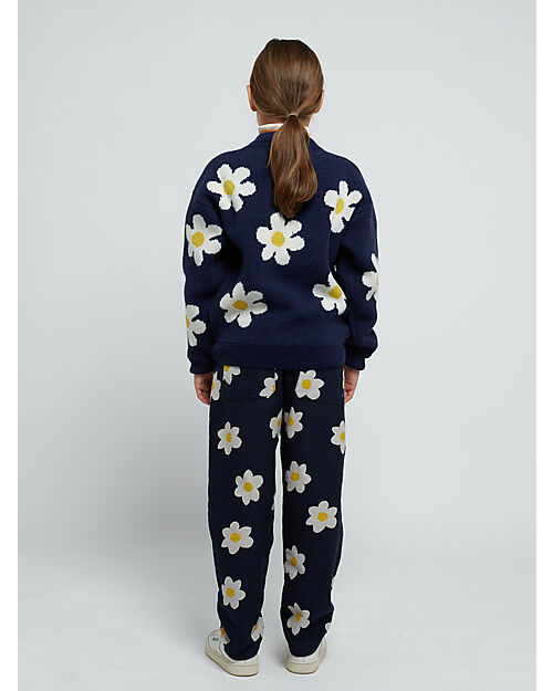 Bobo Choses Long Sleeves Wool Jumper - Night Blue - Big Flowers Jumpers