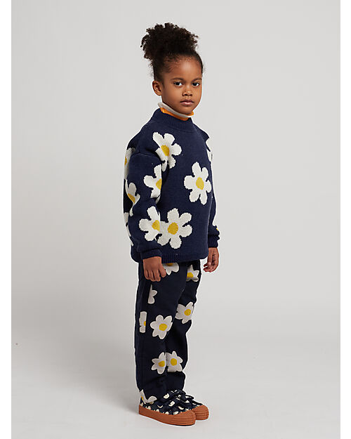 Bobo Choses Long Sleeves Wool Jumper - Night Blue - Big Flowers Jumpers