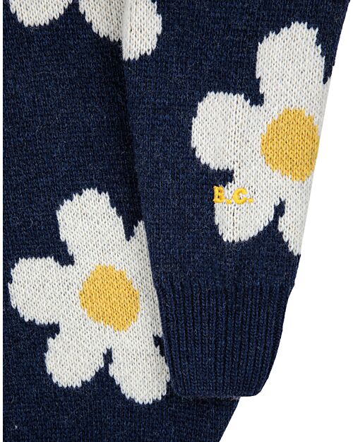 Bobo Choses Long Sleeves Wool Jumper - Night Blue - Big Flowers Jumpers