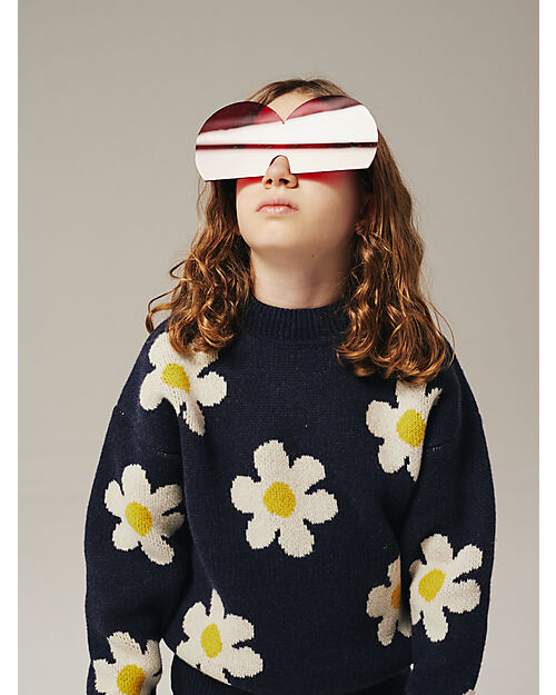 Bobo Choses Long Sleeves Wool Jumper - Night Blue - Big Flowers Jumpers