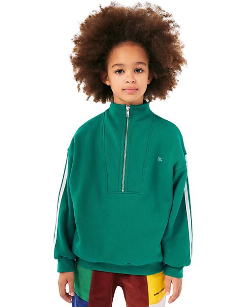 Bobo Choses Long Sleeves Zipped Sweatshirt - Green - 100% Organic Cotton Sweatshirts