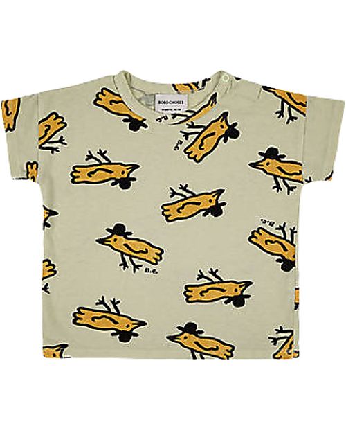 Bobo Choses Mr. Birdie T-shirt - Light Green - 100% Organic Cotton T-shirts