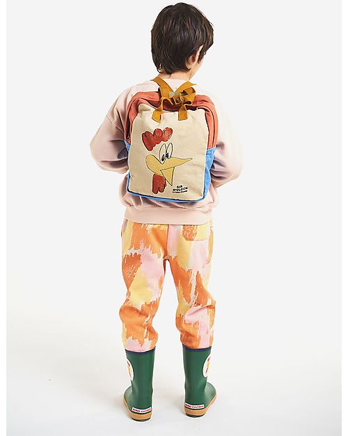 Bobo Choses Mr. O'Clock School Bag  - 23 x 27 x 10 cm - 100% Organic Cotton Kindergarten Backpacks