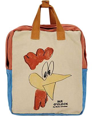 Bobo Choses Mr. O'Clock School Bag - 23 x 27 x 10 cm - 100% Organic Cotton Kindergarten Backpacks