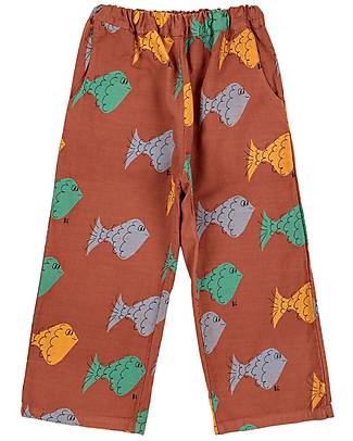 Bobo Choses Multicolor Fish Pants - Brown - 100% Organic Cotton Trousers