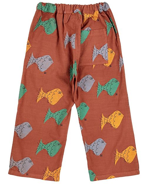 Bobo Choses Multicolor Fish Pants - Brown - 100% Organic Cotton Trousers