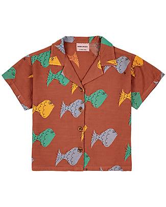 Bobo Choses Multicolor Fish Shirt - Brown - 100% Organic Cotton Shirts And Blouses