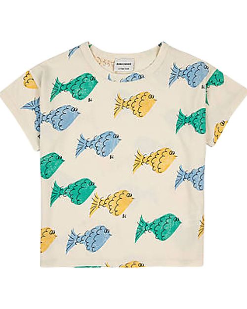 Bobo Choses Multicolor Fish T-shirt - White - 100% BCI Cotton T-shirts