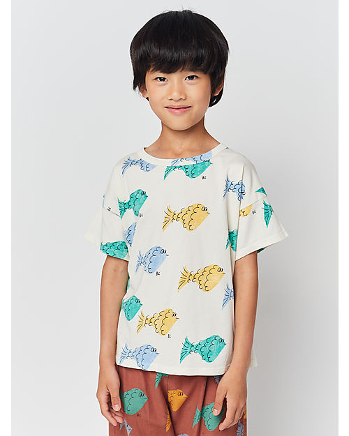Bobo Choses Multicolor Fish T-shirt - White - 100% BCI Cotton T-shirts