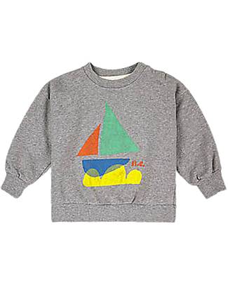 Bobo Choses Multicolor Sail Boat Sweatshirt - Light Grey - 100% BCI Cotton Sweatshirts