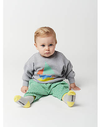 Bobo Choses Multicolor Sail Boat Sweatshirt - Light Grey - 100% BCI Cotton Sweatshirts
