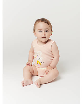 Bobo Choses Pelican Bodysuit - Light Pink - Cotton Short Sleeves Bodies