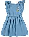 Bobo Choses Pelican Denim Ruffle Dress - Light Blue - 100% Cotton Dresses_