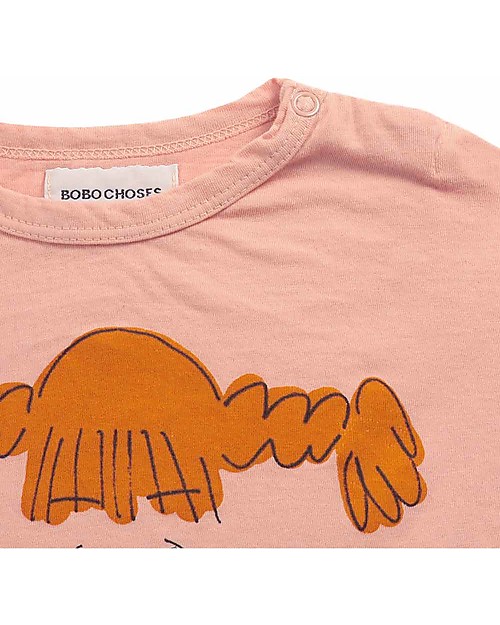 Bobo Choses Pippi long sleeve T-shirt - Rose Cloud - 100% Organic cotton Long Sleeves Tops