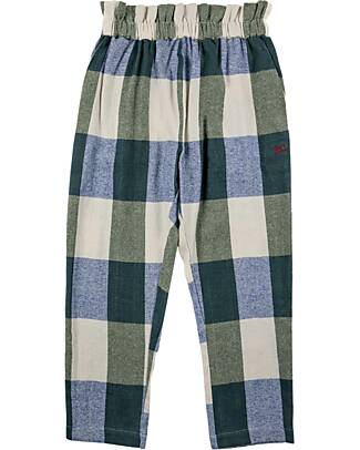 Bobo Choses Plaid Jacquard Baggy Pants - Cream Blue Checked - 100% Cotton Flannel
Trousers