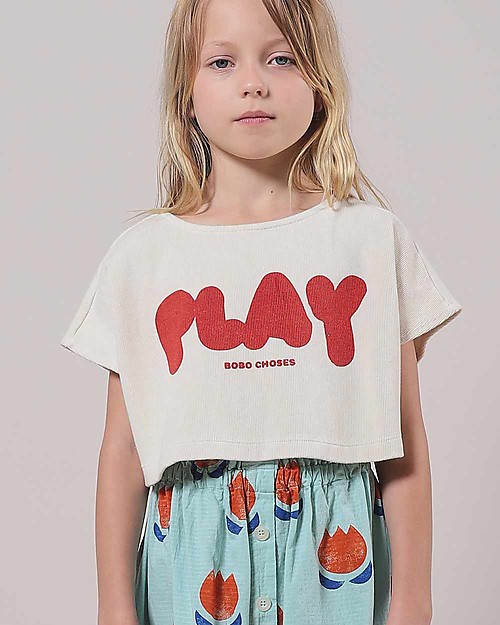 Bobo Choses Play Cropped sweatshirt - Turtledove - Cotton T-shirts