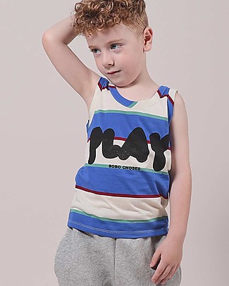 Bobo Choses Play Stripes Tank Top - Turtledove - 100% cotton T-Shirts And Vests