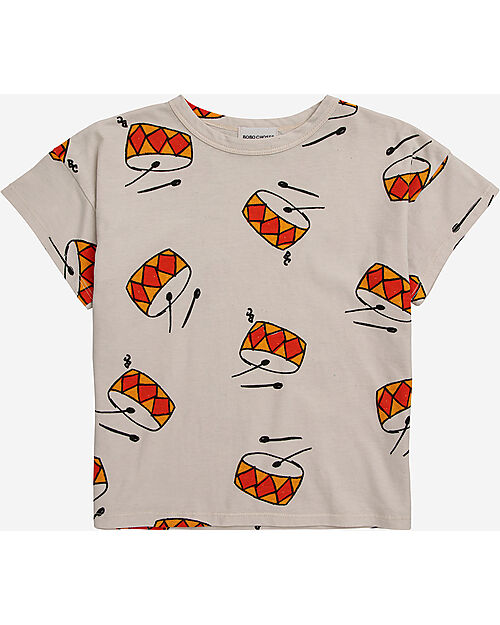Bobo Choses Play the Drum All Over T-shirt - Beige - 100% Organic Cotton T-shirts