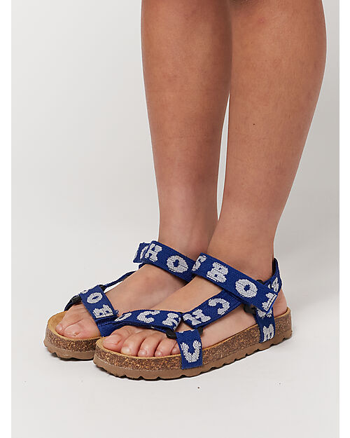 Bobo Choses Printed Blue Sandals - Blue - 100% Organic Cotton and Rubber Sole Sandals