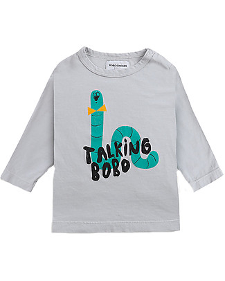 Bobo Choses Scholar Worm long sleeve T-shirt - Gray violet 100% Organic cotton Long Sleeves Tops