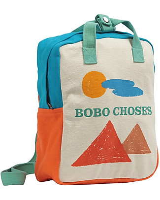 Bobo Choses School Bag - Landscape - 23 x 27 x 10 cm - 100% Organic Cotton Kindergarten Backpacks
