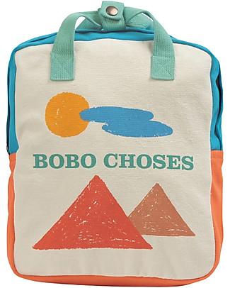 Bobo Choses School Bag - Landscape - 23 x 27 x 10 cm - 100% Organic Cotton Kindergarten Backpacks